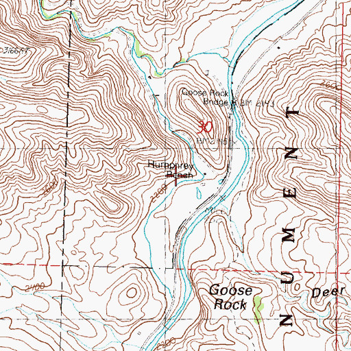 Topographic Map of Humphrey Ranch, OR