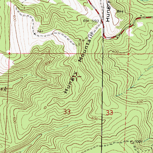 Topographic Map of Hungry Mountain, OR