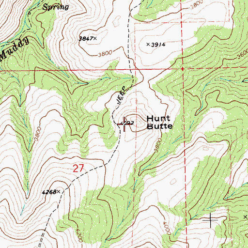 Topographic Map of Hunt Butte, OR