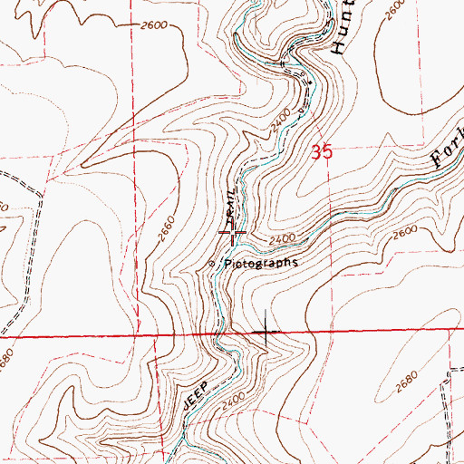 Topographic Map of Hunt Canyon, OR