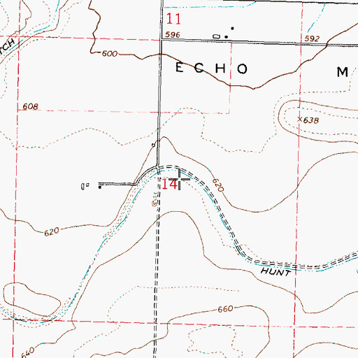 Topographic Map of Hunt Ditch, OR