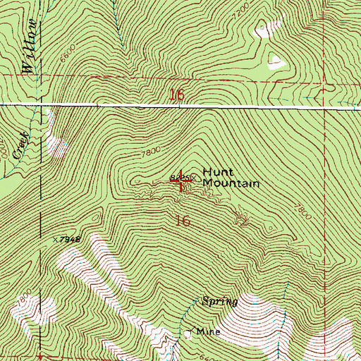 Topographic Map of Hunt Mountain, OR