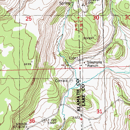Topographic Map of Hunt Ranch, OR