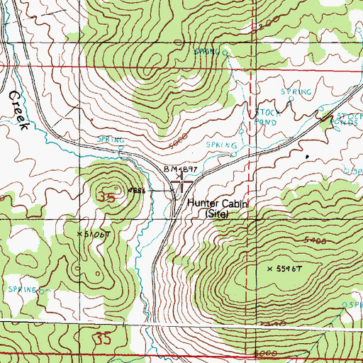 Topographic Map of Hunter Cabin (historical), OR
