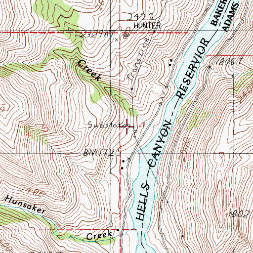 Topographic Map of Hunter Creek, OR