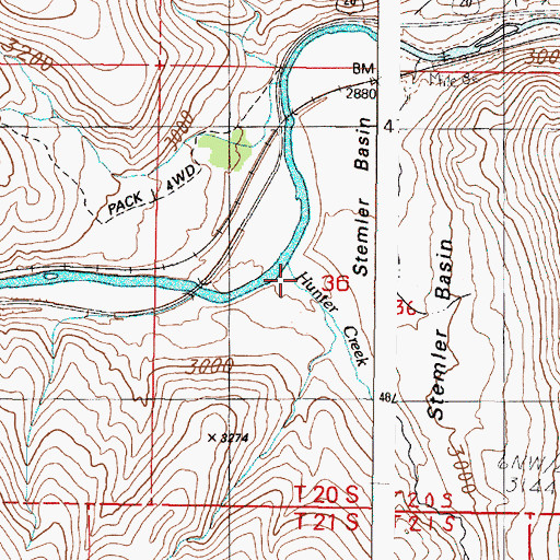 Topographic Map of Hunter Creek, OR