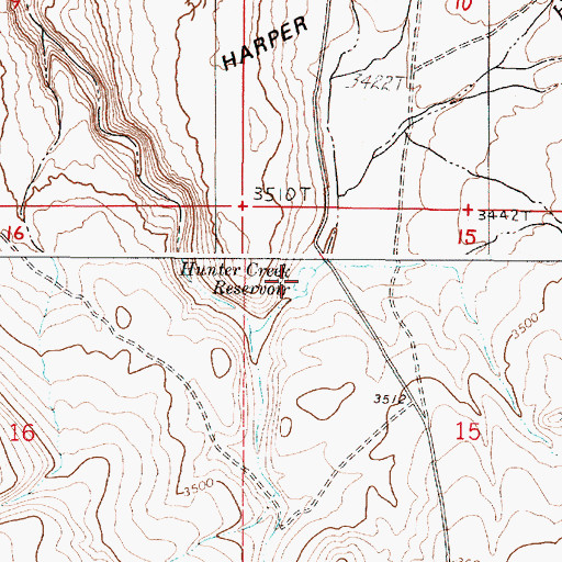 Topographic Map of Hunter Creek Reservoir, OR