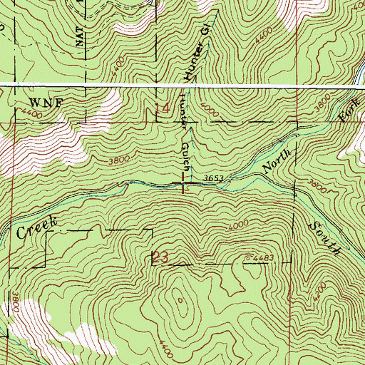 Topographic Map of Hunter Gulch, OR