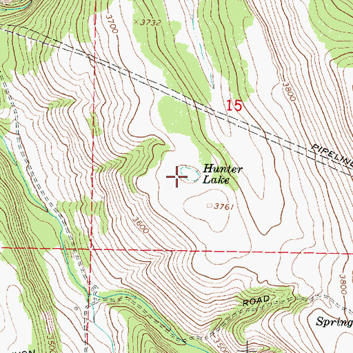 Topographic Map of Hunter Lake, OR