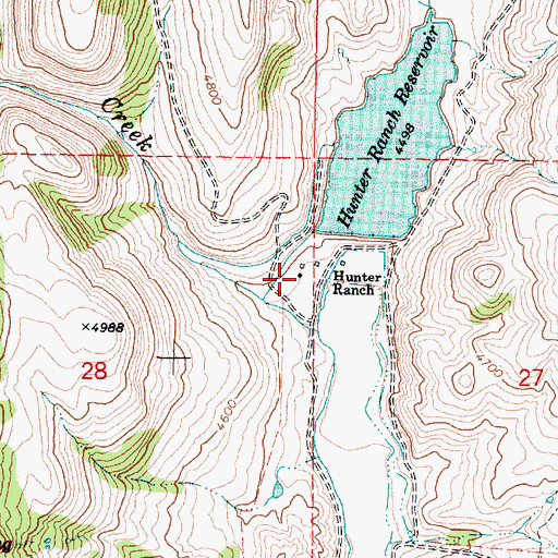 Topographic Map of Hunter Ranch, OR