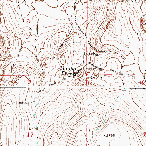 Topographic Map of Hunter Spring, OR