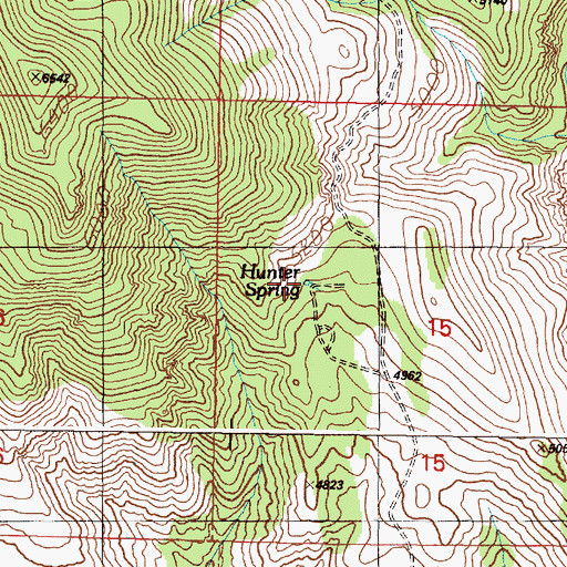 Topographic Map of Hunter Spring, OR