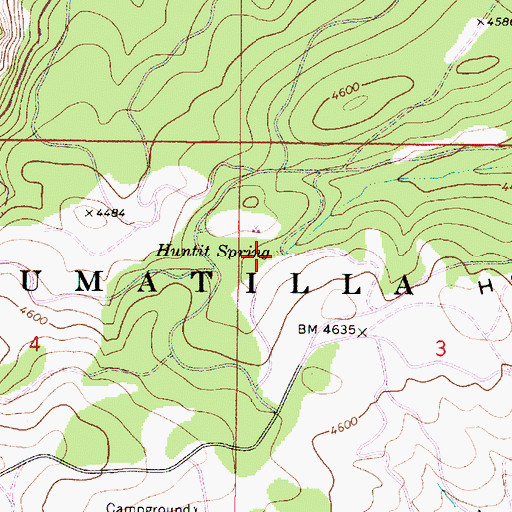 Topographic Map of Huntit Spring, OR