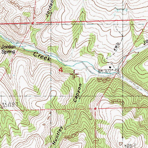 Topographic Map of Huntley Canyon, OR