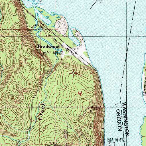 Topographic Map of Hunts Mill Point, OR