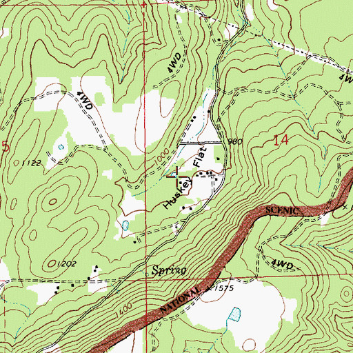 Topographic Map of Huskey Flat, OR