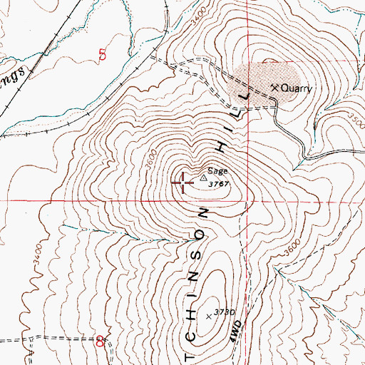 Topographic Map of Hutchinson Hill, OR