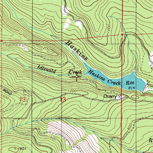 Topographic Map of Idlewild Creek, OR