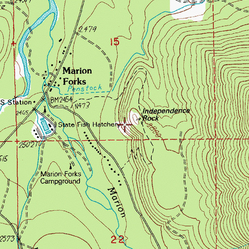 Topographic Map of Independence Rock, OR