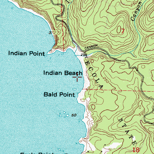 Topographic Map of Indian Beach, OR