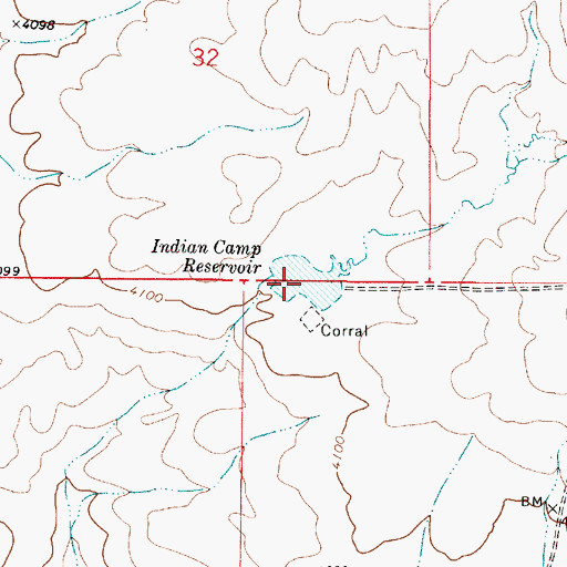 Topographic Map of Indian Camp Reservoir, OR