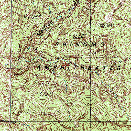 Topographic Map of Shinumo Amphitheater, AZ