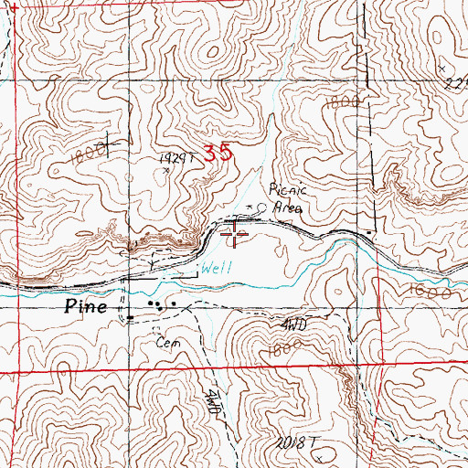Topographic Map of Indian Canyon, OR