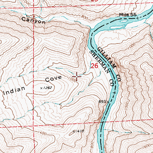 Topographic Map of Indian Cove, OR