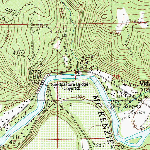 Topographic Map of Indian Creek, OR