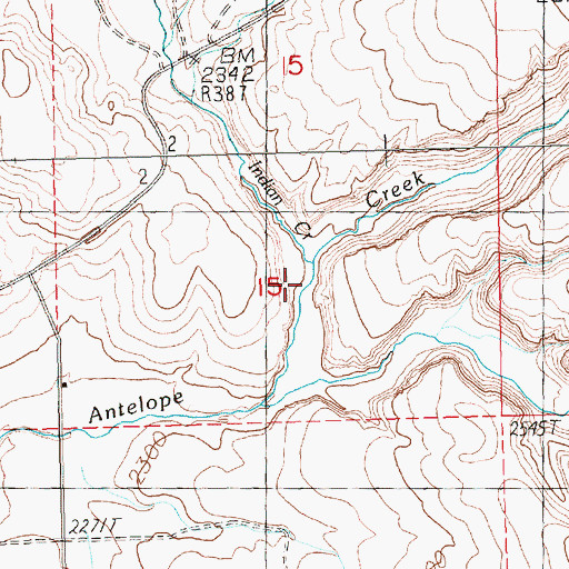Topographic Map of Indian Creek, OR