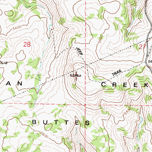 Topographic Map of Indian Creek Buttes, OR