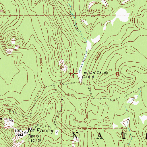Topographic Map of Indian Creek Camp, OR