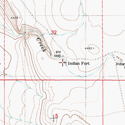 Topographic Map of Indian Fort, OR