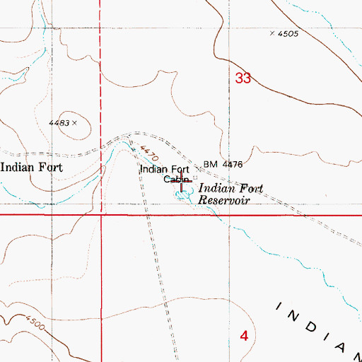 Topographic Map of Indian Fort Cabin, OR