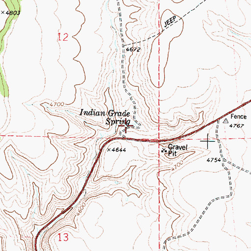 Topographic Map of Indian Grade Spring, OR