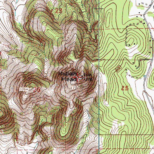 Topographic Map of Indian Head, OR