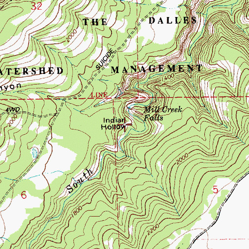 Topographic Map of Indian Hollow, OR