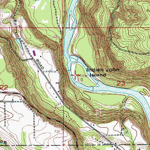 Topographic Map of Indian John Island, OR