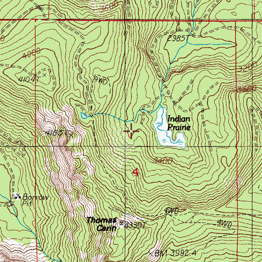 Topographic Map of Indian Prairie, OR