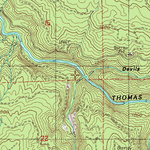 Topographic Map of Indian Prairie Creek, OR