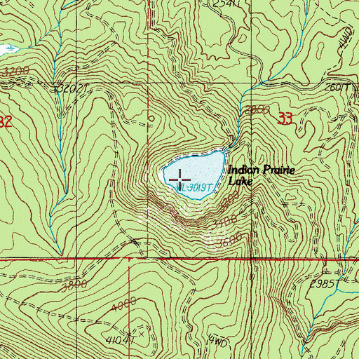 Topographic Map of Indian Prairie Lake, OR