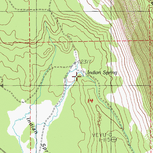 Topographic Map of Indian Spring, OR