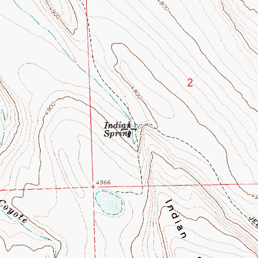 Topographic Map of Indian Spring, OR