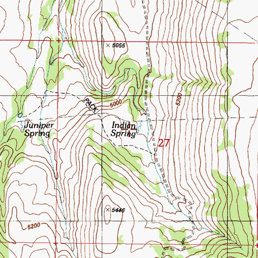 Topographic Map of Indian Spring, OR