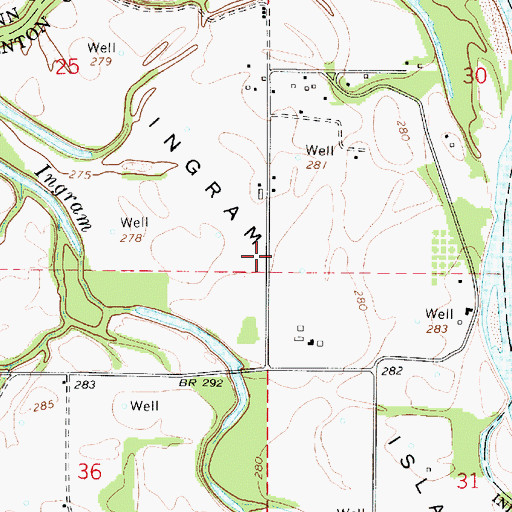 Topographic Map of Ingram Island, OR