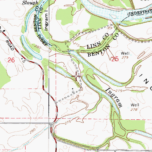 Topographic Map of Ingram Slough, OR