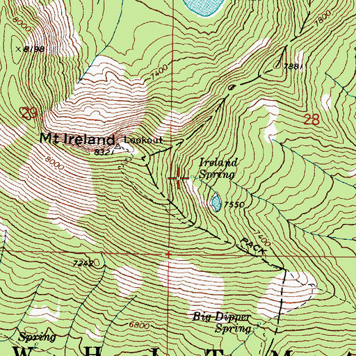 Topographic Map of Ireland Spring, OR