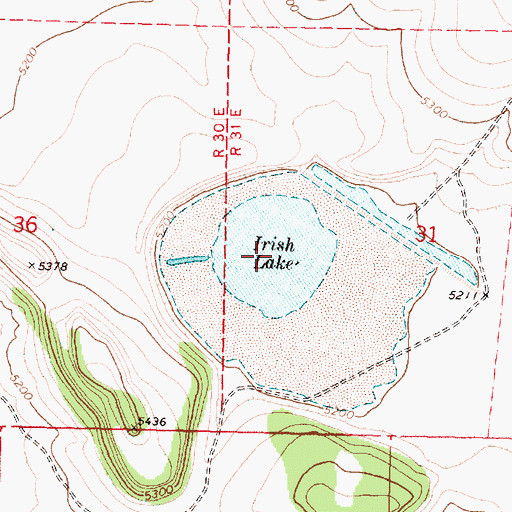Topographic Map of Irish Lake, OR