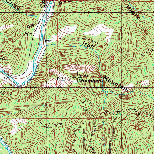 Topographic Map of Iron Mountain, OR