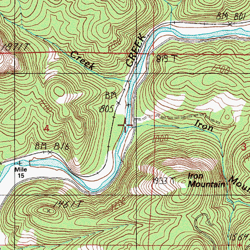 Topographic Map of Iron Mountain Creek, OR